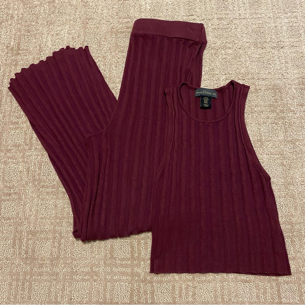 House of Harlow 1960 Burgundy Ribbed Tank Top